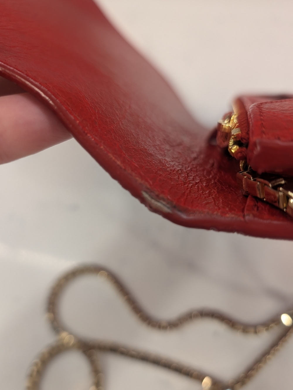Balenciaga Agneau Red Leather Crossbody - Wallet On Chain - Picture 14 of 14